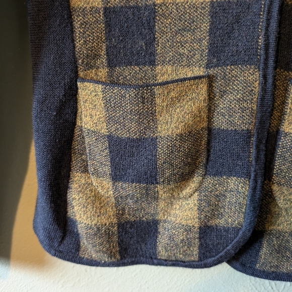 Margaret O' Leary Navy Yellow Plaid Soft Wool Blazer Size S - Picture 3 of 9